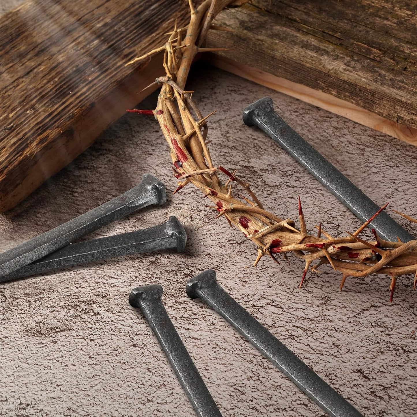 Set of 6 Crucifixion Nails - 6 Inch Iron Replica Tacks for Passion of Jesus Christ, Church, Christian Home, Christmas, Easter
