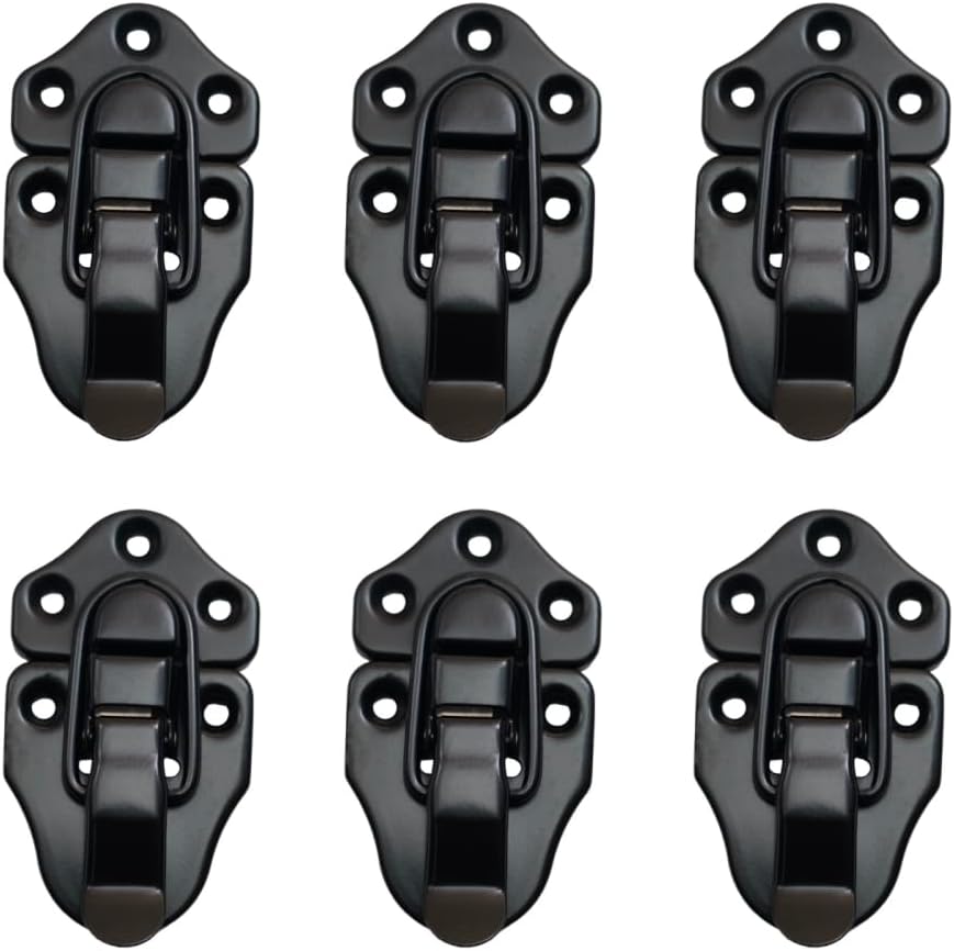 Set of 6 Duckbilled Hasp Latch Toggle Latches for Jewelry Boxes, Wooden Cases, and Furniture with Screws