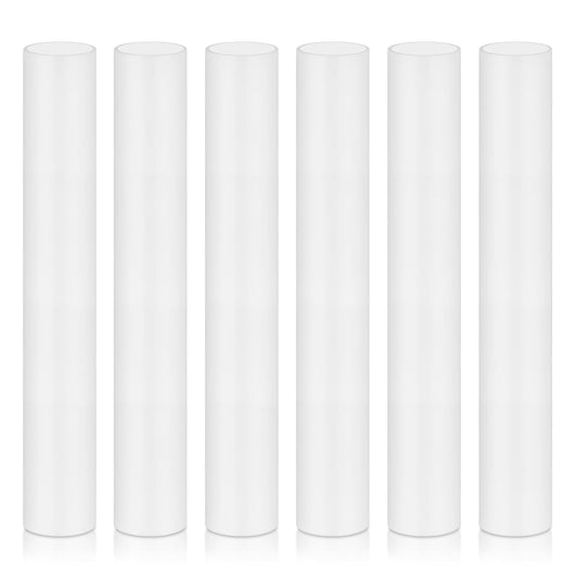 Set of 6 EMNOOTI 6 Inch Tall White Plastic Candle Sleeves for Chandelier Socket, Candelabra Base E12 Socket Covers
