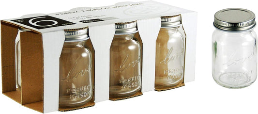Set of 6 Grant Howard 51067 Perfect Mason Mini Jars, 3 oz. Each, Packaged in Gift Box