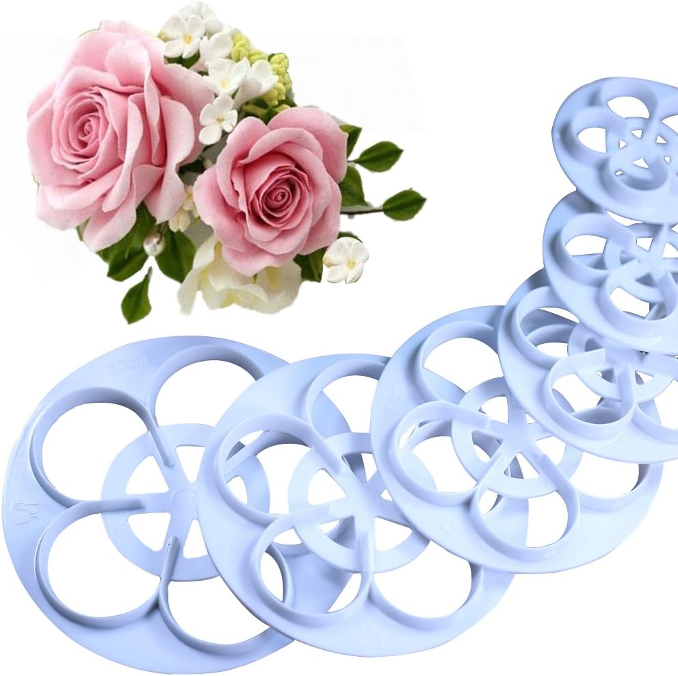 Set of 6 KALAIEN Rose Flower Cutters for Cake Decorating and Sugarcraft Modeling - Gumpaste Flowers Tools