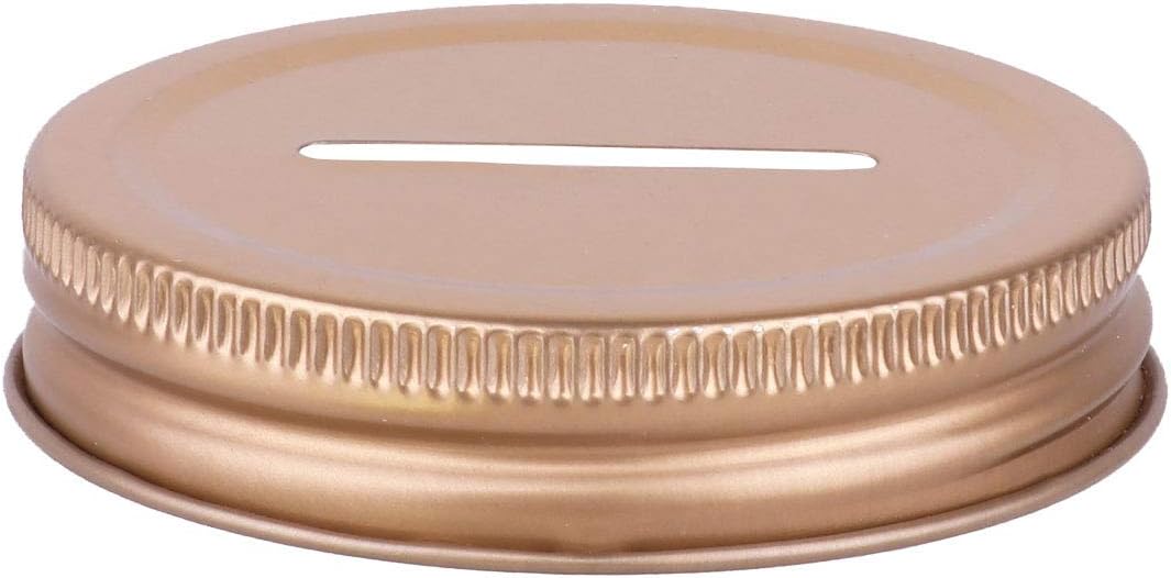 Set of 6 Rose Gold Coin Slot Lids for Mason Jars & Piggy Banks - Regular Mouth Jar Accessories
