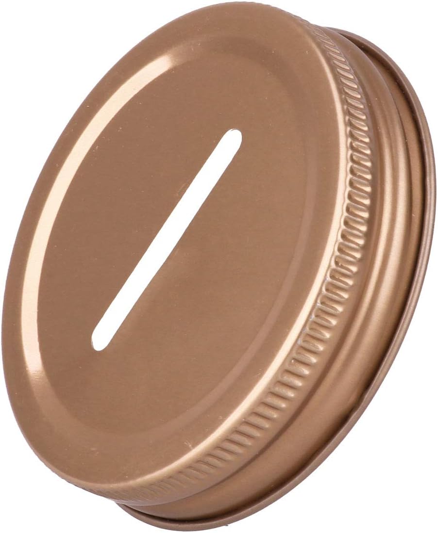 Set of 6 Rose Gold Coin Slot Lids for Mason Jars & Piggy Banks - Regular Mouth Jar Accessories