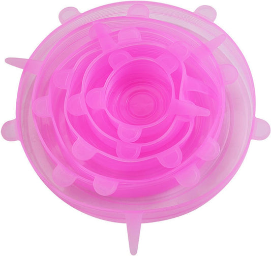 Set of 6 Silicone Stretch Bowl Lids for Fresh-keeping and Dust-proofing