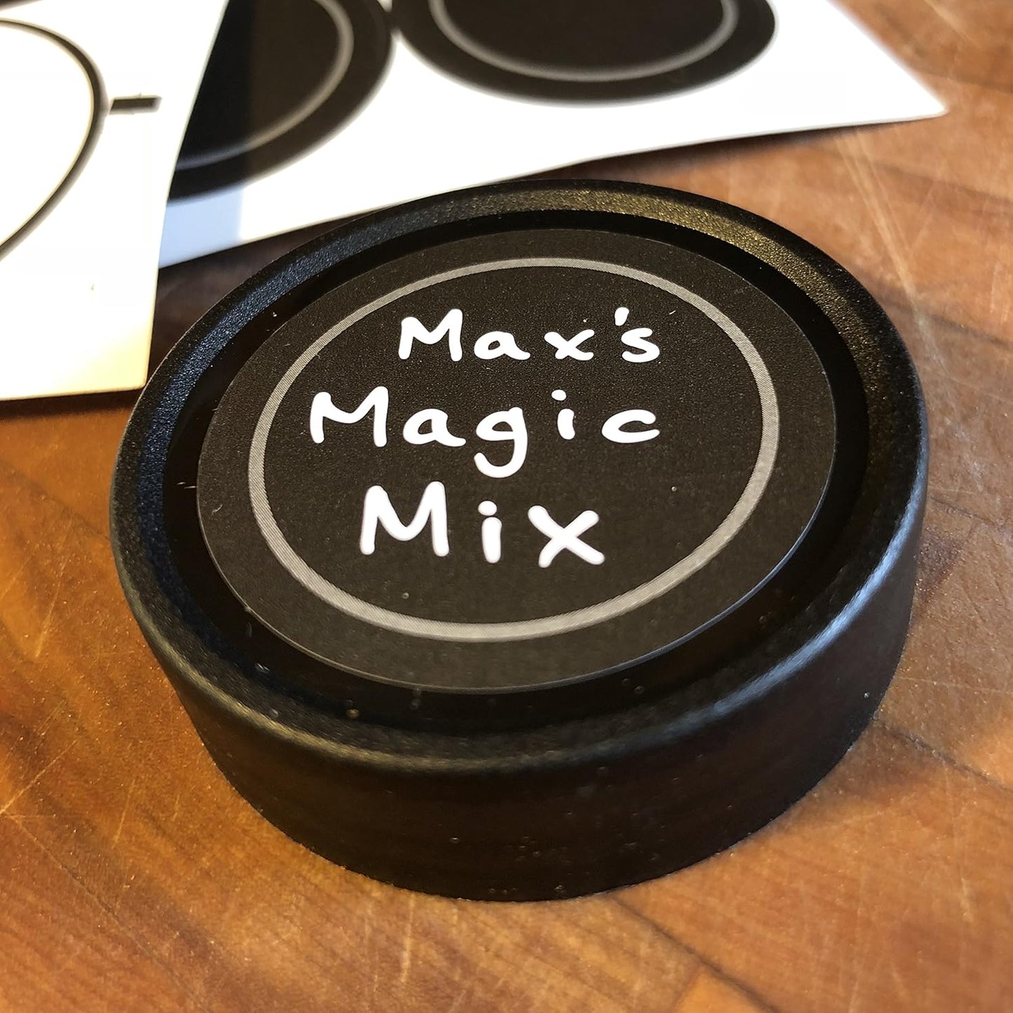 Set of 70 Black Water Resistant Round Spice Jar Labels - 1.5" - Fits Penzeys and AllSpice Jars - Blank Templates