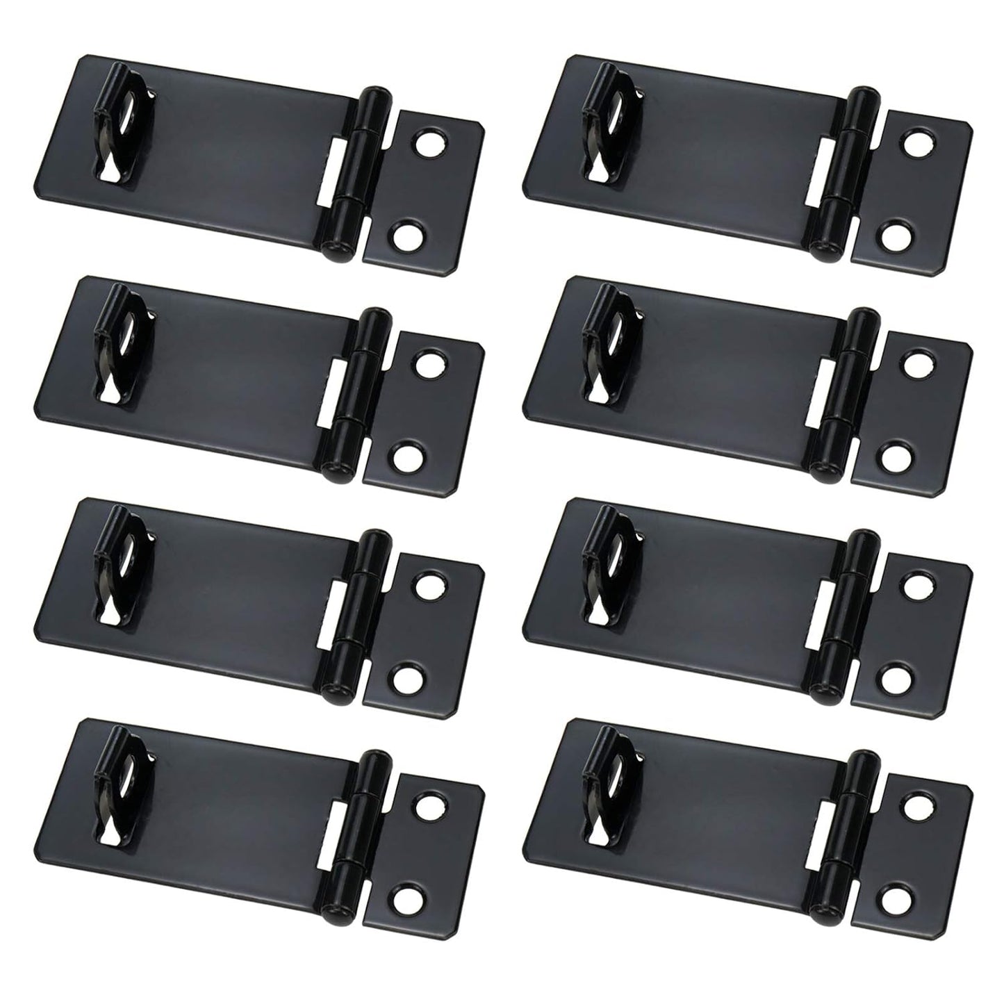Set of 8 Black Painted Iron Padlock Hasp Sliding Bolt Locks with Screws for Home, Yard, and Garden - 2 Inch Black Iron - WildKart