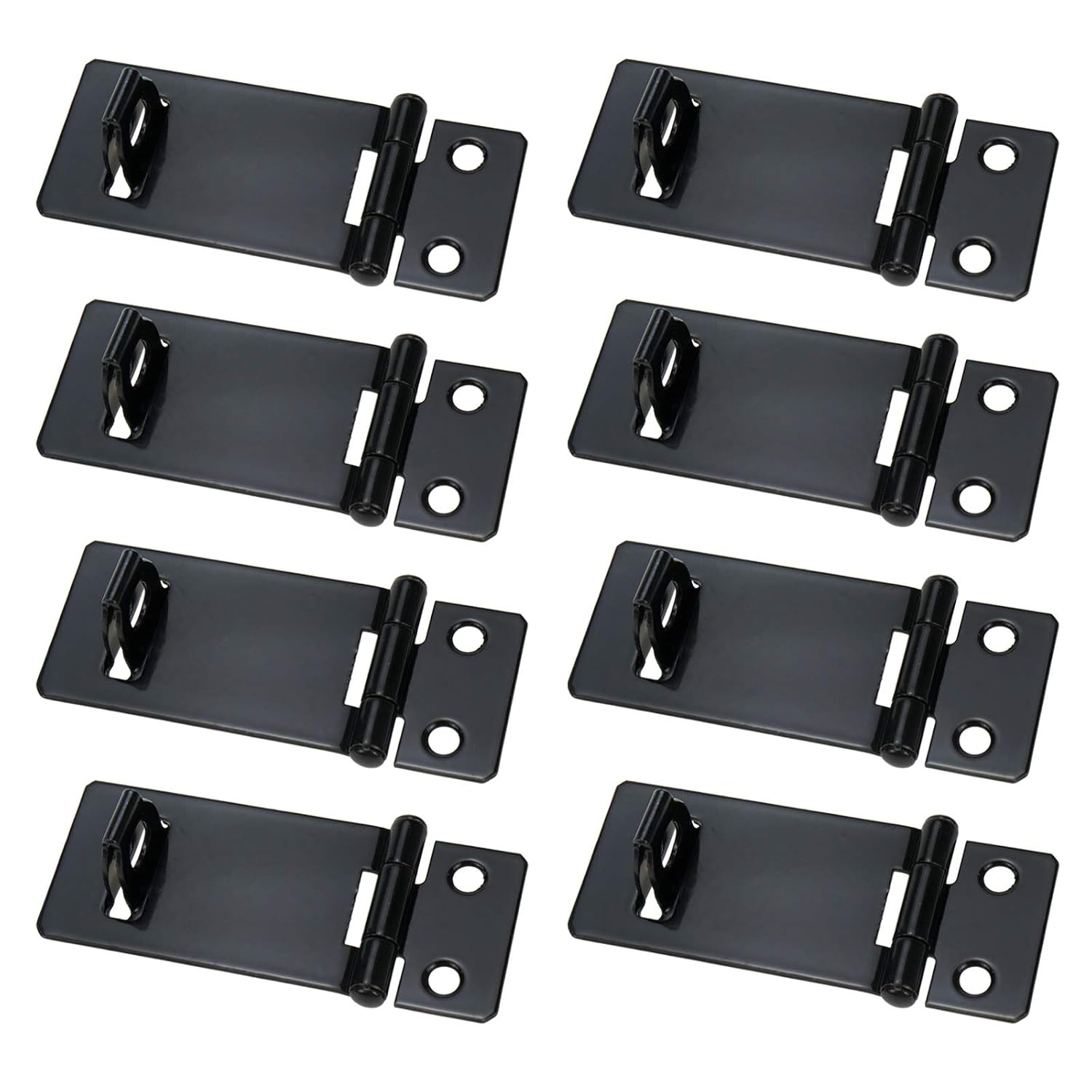 Set of 8 Black Painted Iron Padlock Hasp Sliding Bolt Locks with Screws for Home, Yard, and Garden - 2 Inch Black Iron - WildKart