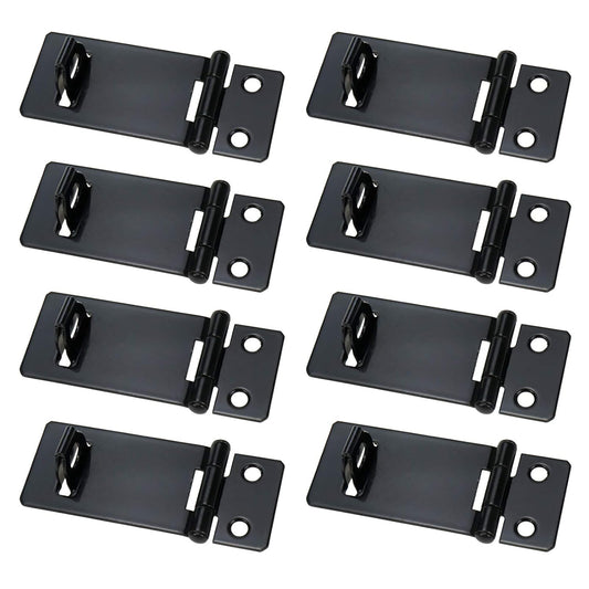 Set of 8 Black Painted Iron Padlock Hasp Sliding Bolt Locks with Screws for Home, Yard, and Garden - 2 Inch Black Iron - WildKart