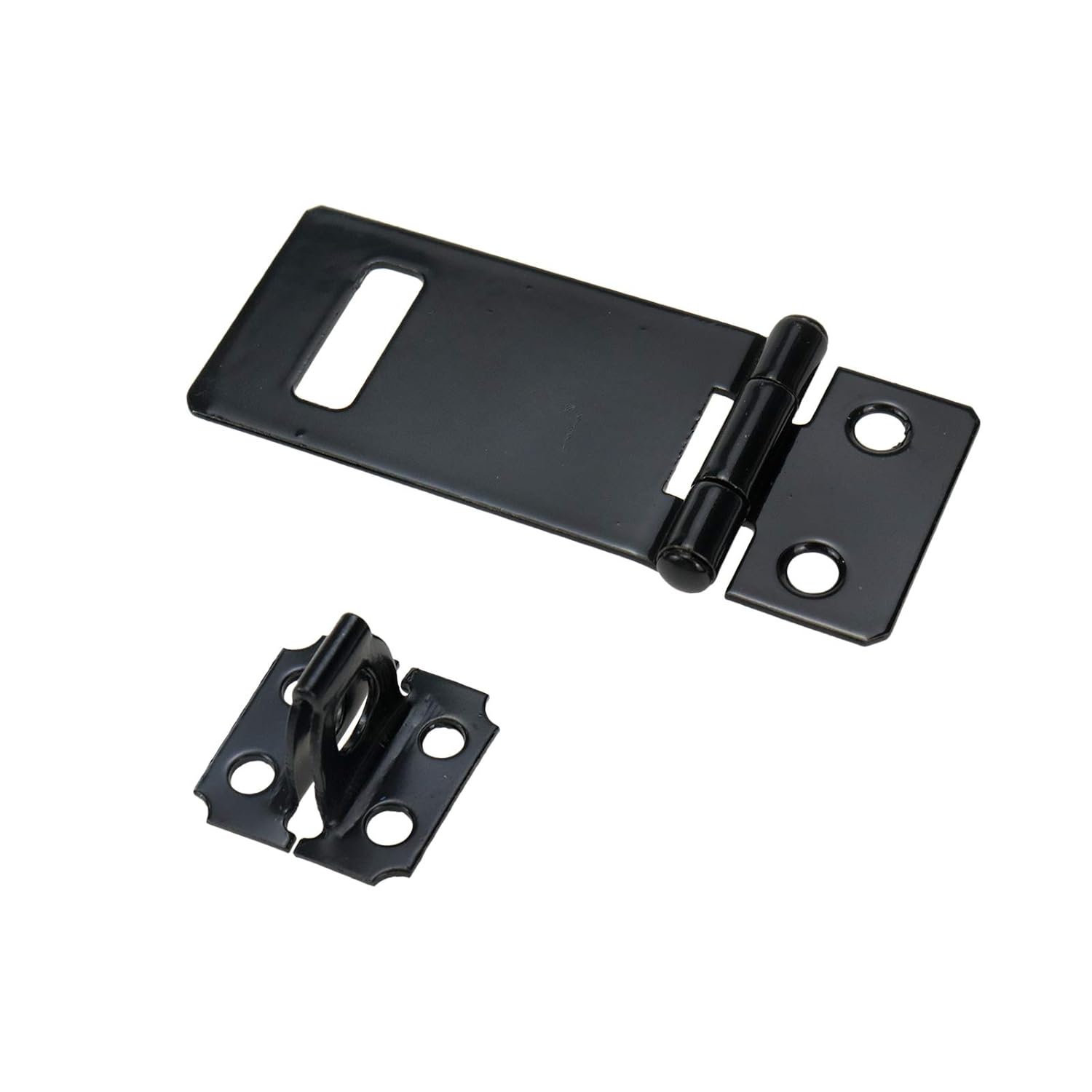 Set of 8 Black Painted Iron Padlock Hasp Sliding Bolt Locks with Screws for Home, Yard, and Garden - 2 Inch Black Iron - WildKart