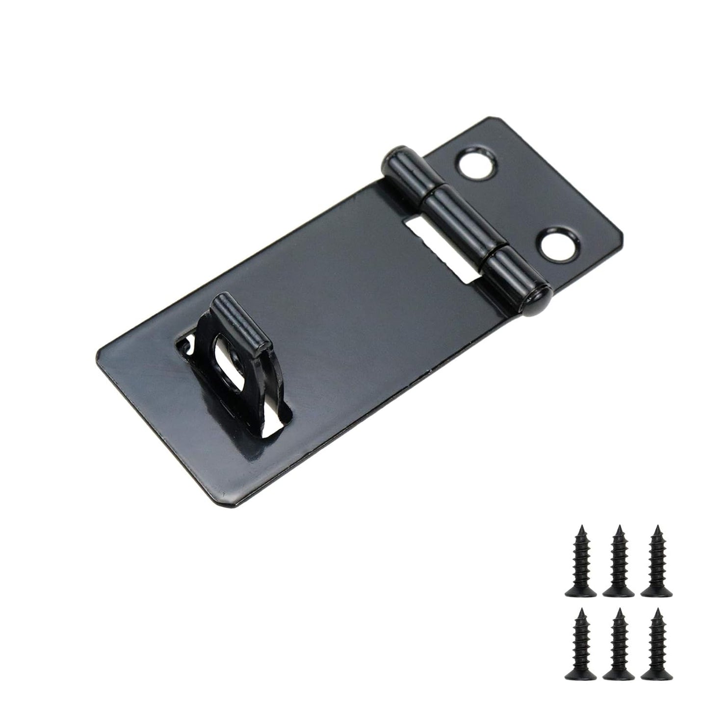 Set of 8 Black Painted Iron Padlock Hasp Sliding Bolt Locks with Screws for Home, Yard, and Garden - 2 Inch Black Iron - WildKart