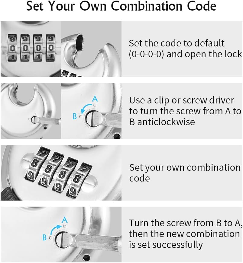 Set of 8 CINCINNO 4-Digit Combination Locks with Hardened Steel Shackle for Sheds, Lockers, Storage Units, Gym, and Fences - WildKart