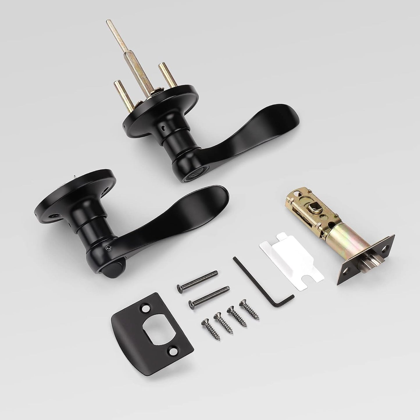 Set of 8 Matte Black Door Knobs for Bedroom/Bathroom Privacy with Thumb Turn Lock - Reversible for Right or Left Hand Doors