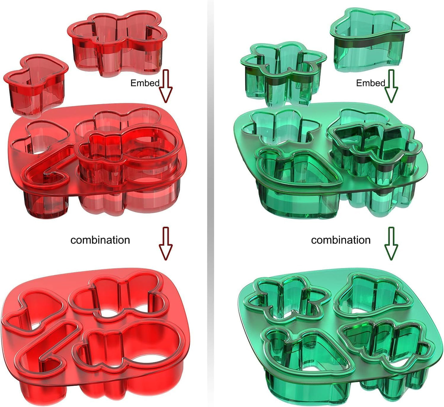 Set of 8 Mini Christmas Cookie Cutters - Small Xmas Holiday Molds for Gingerbread Man, Snowman, Christmas Sock, Candy Cane, Snowflake, Christmas Tree, Jingle Bell, and Christmas Hat Cookies