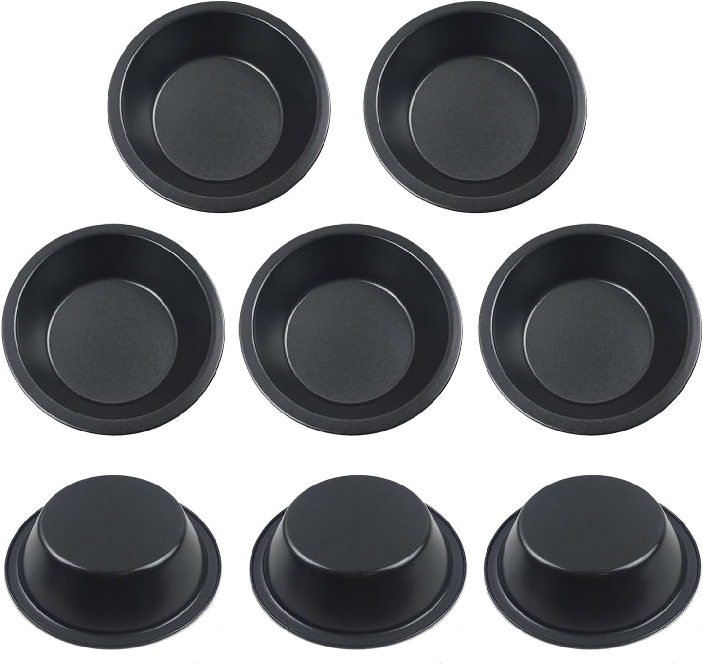 Set of 8 Nonstick 5 Inch Mini Pie Pans, Carbon Steel Bakeware for Pies, Cakes, and Tarts in Black - Small Pie Plates
