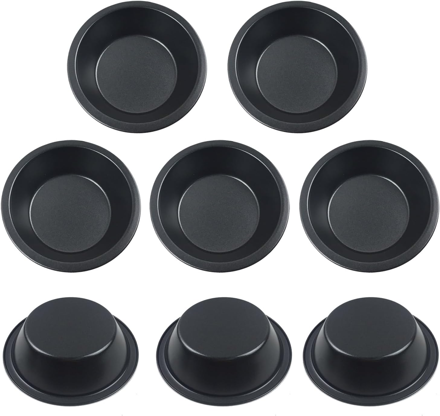 Set of 8 Nonstick 5 Inch Mini Pie Pans, Carbon Steel Bakeware for Pies, Cakes, and Tarts in Black - Small Pie Plates