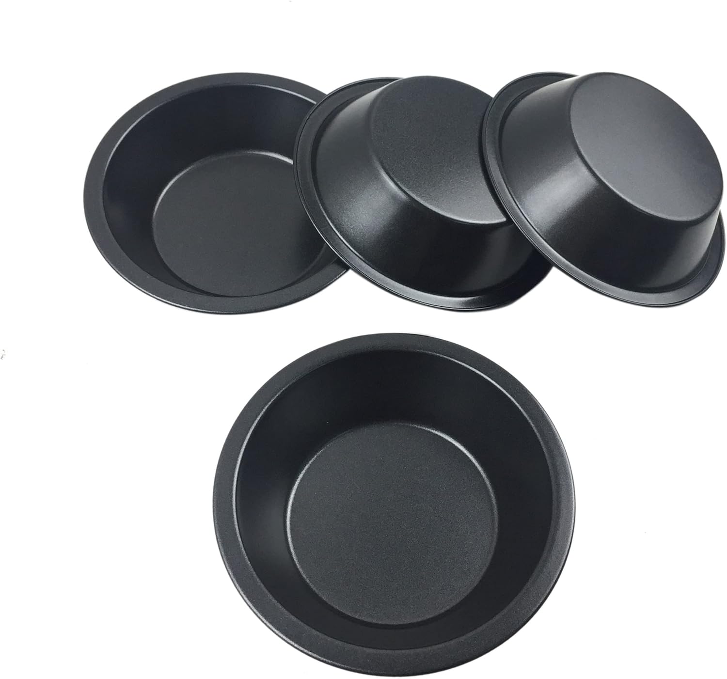 Set of 8 Nonstick 5 Inch Mini Pie Pans, Carbon Steel Bakeware for Pies, Cakes, and Tarts in Black - Small Pie Plates