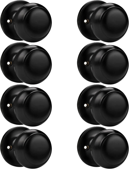 Set of 8 Probrico Black Round Half Dummy Door Knobs for Closet French Doors