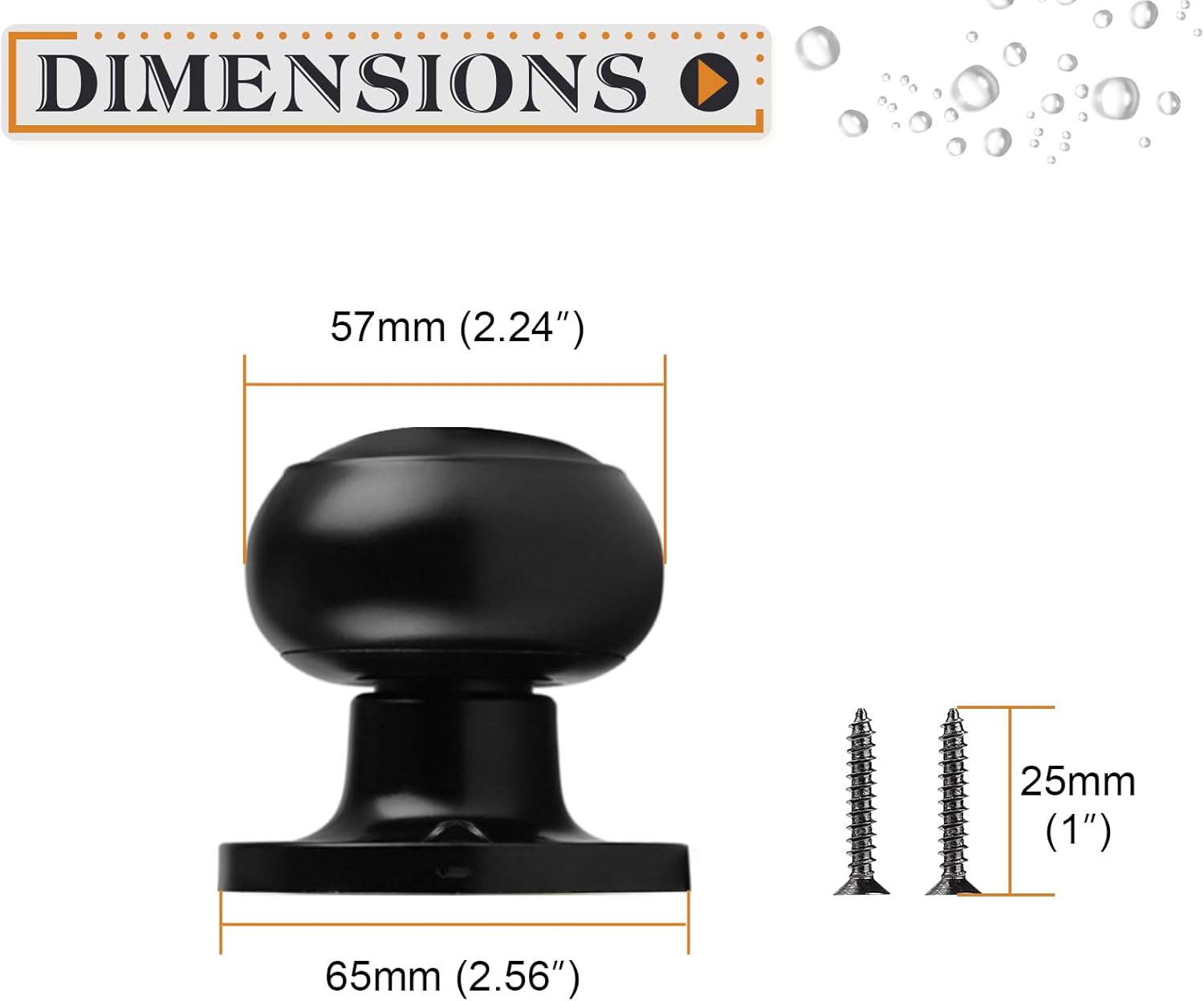 Set of 8 Probrico Black Round Half Dummy Door Knobs for Closet French Doors