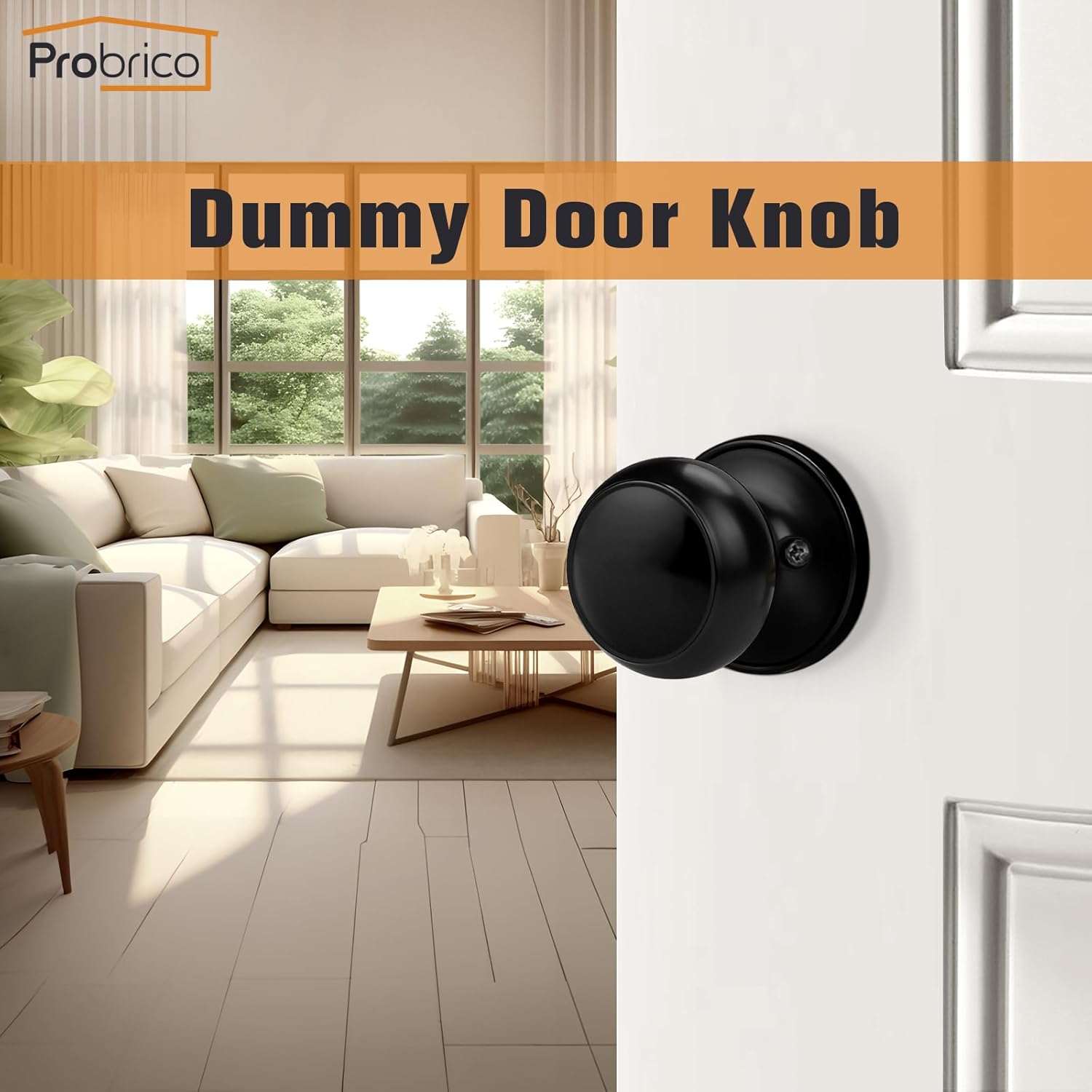 Set of 8 Probrico Black Round Half Dummy Door Knobs for Closet French Doors