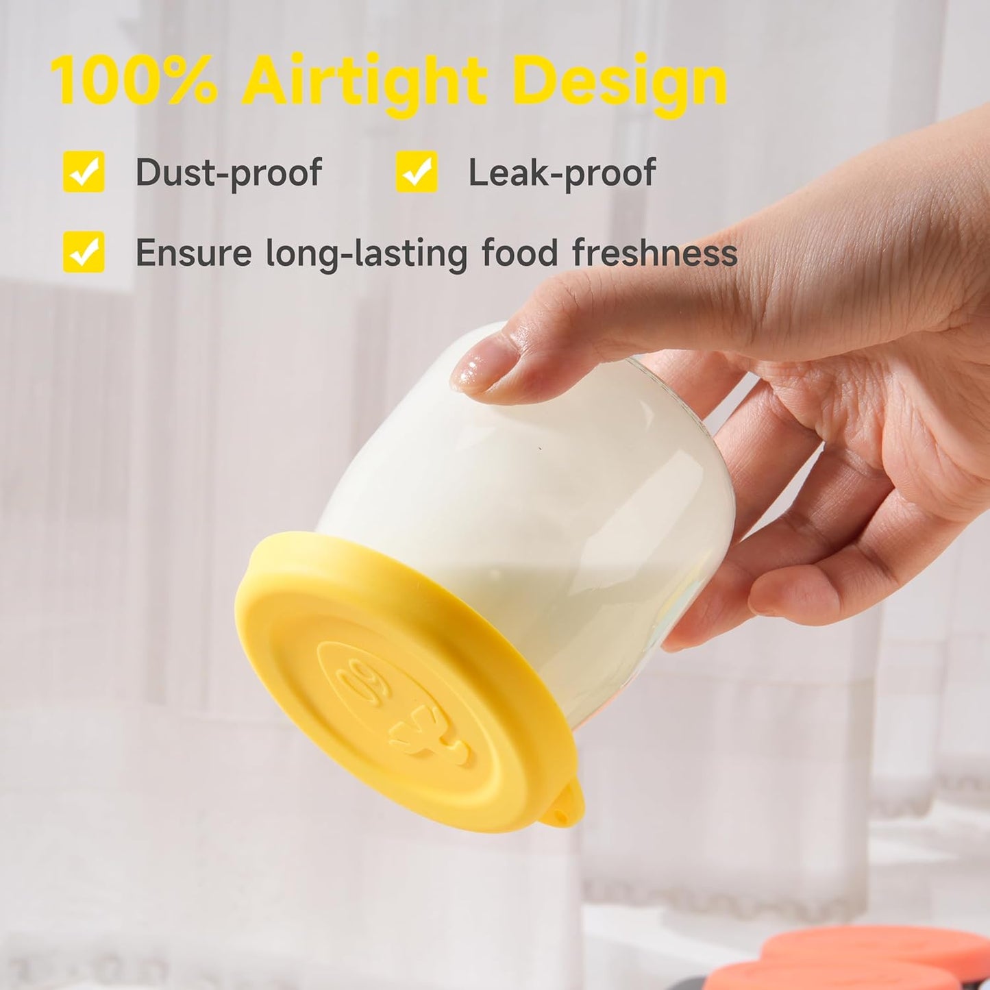 Set of 8 Purekra Silicone Replacement Lids for 6oz Yogurt Jars - BPA-Free, Dishwasher & Microwave Safe Yogurt Jar Covers for Oatmeal, Pudding, Freezer Storage - Fits Ultimate Jars (Jars Excluded)