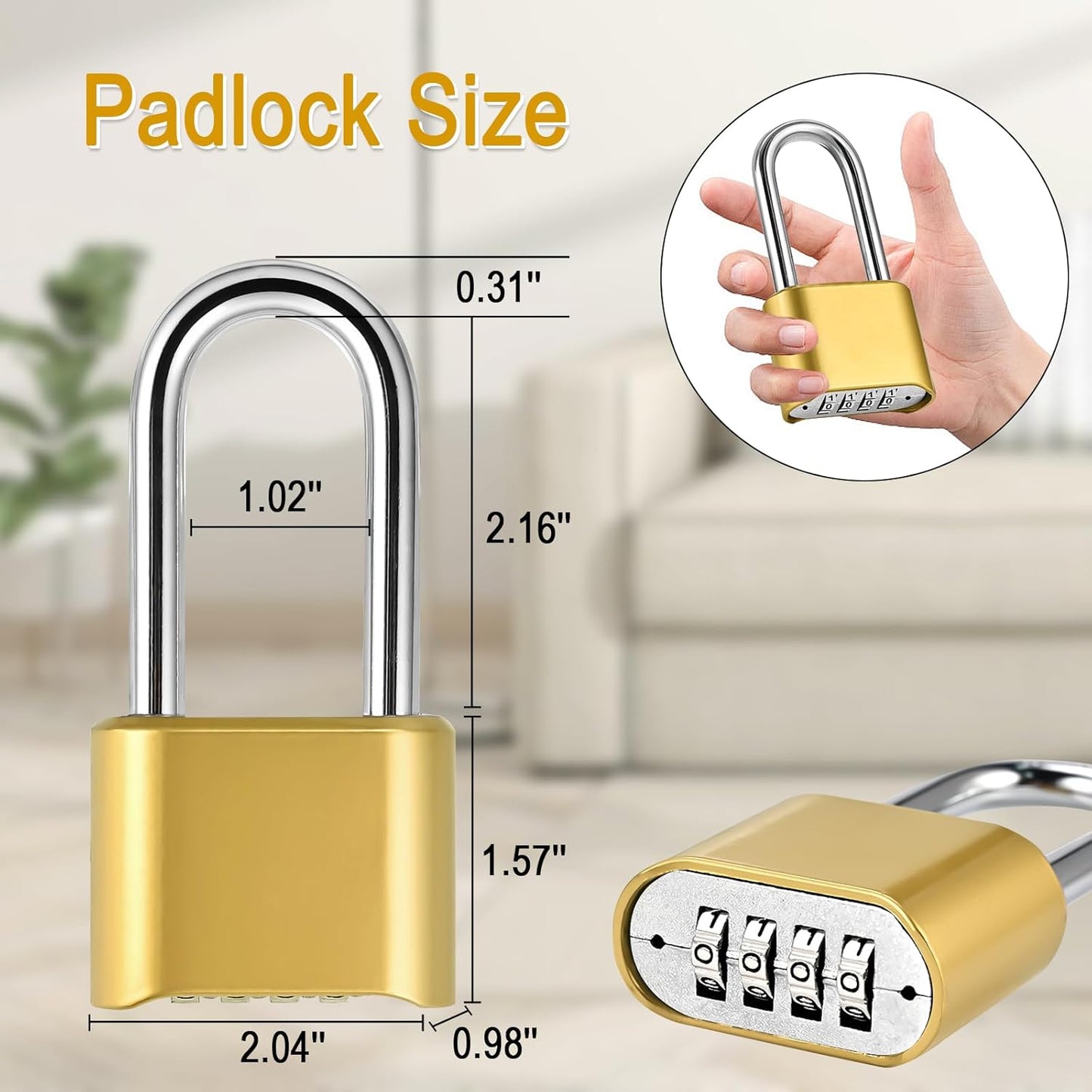 Set Your Own 4-Digit Weatherproof Combination Padlock for Gym Locker, Outdoor Fence, and Gate - Heavy Duty Combo Lock 2 Pack - WildKart