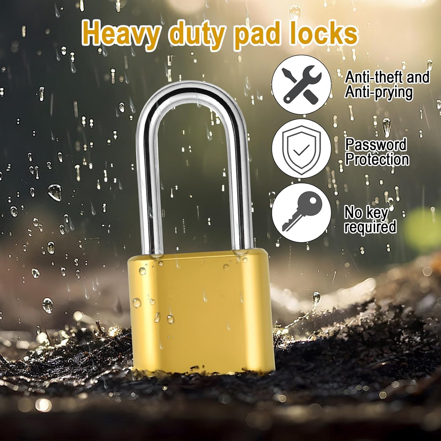 Set Your Own 4-Digit Weatherproof Combination Padlock for Gym Locker, Outdoor Fence, and Gate - Heavy Duty Combo Lock 2 Pack - WildKart