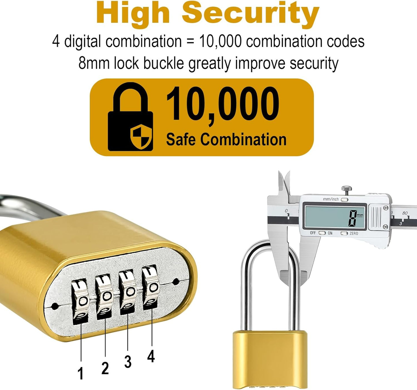Set Your Own 4-Digit Weatherproof Combination Padlock for Gym Locker, Outdoor Fence, and Gate - Heavy Duty Combo Lock 2 Pack - WildKart