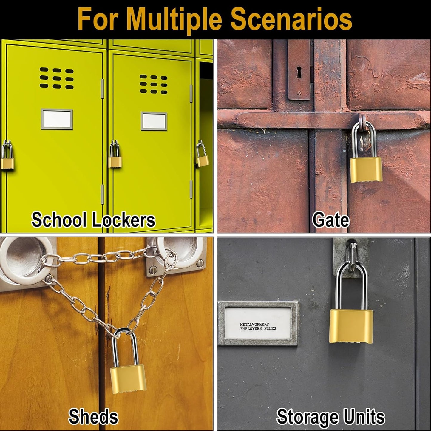 Set Your Own 4-Digit Weatherproof Combination Padlock for Gym Locker, Outdoor Fence, and Gate - Heavy Duty Combo Lock 2 Pack - WildKart