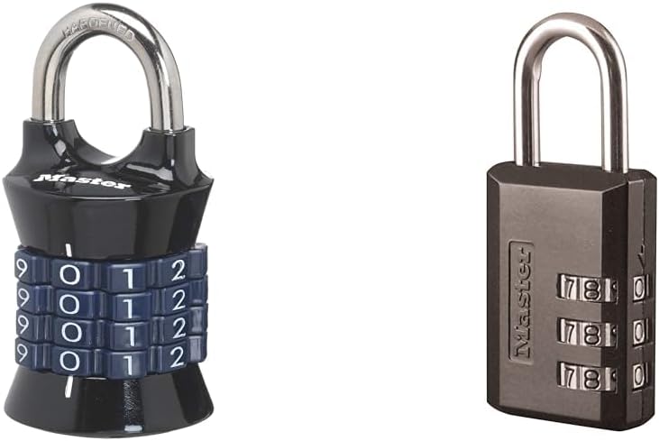 Set Your Own Combination Padlock, 2 Pack - Master Lock 1535D Locker Lock with Varying Colors and 1 Black Combination Padlock