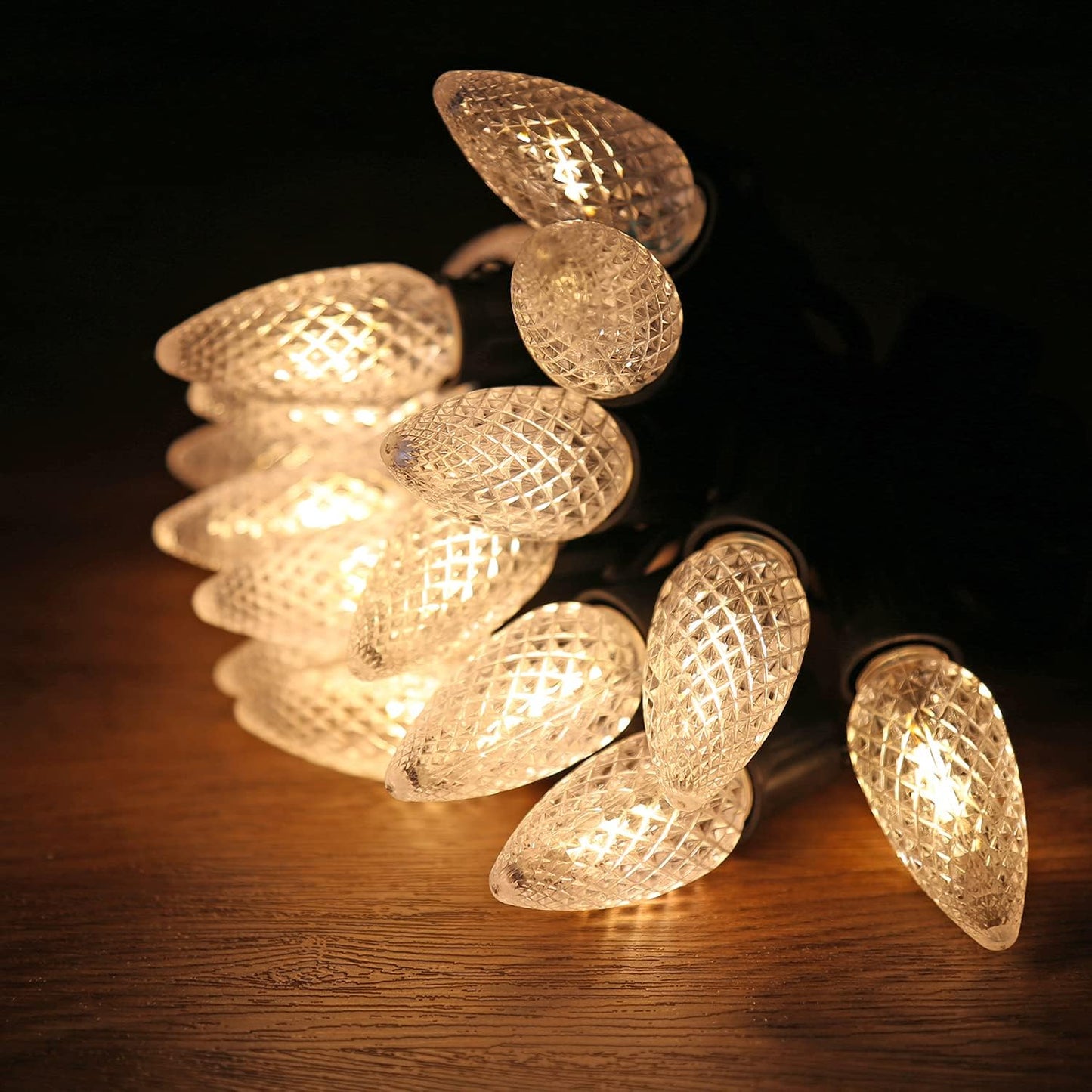Shatterproof Austin Coast 25-Pack LED C9 Christmas Light Bulbs - Waterproof Plastic Bulbs for Outdoor String Lights, E17 Base, 0.6W, Warm White 2700K, 50LM - Holiday Decor