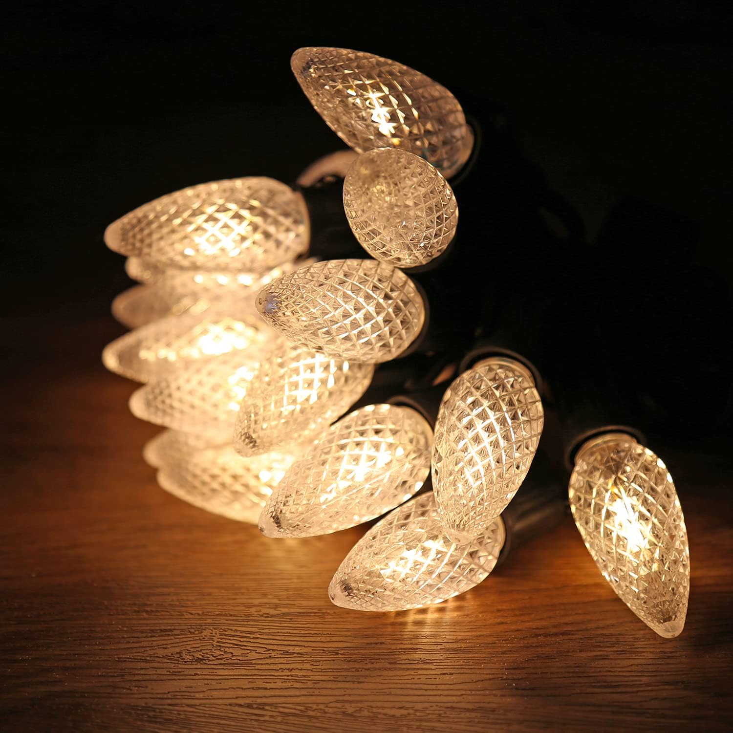 Shatterproof Austin Coast 25-Pack LED C9 Christmas Light Bulbs - Waterproof Plastic Bulbs for Outdoor String Lights, E17 Base, 0.6W, Warm White 2700K, 50LM - Holiday Decor
