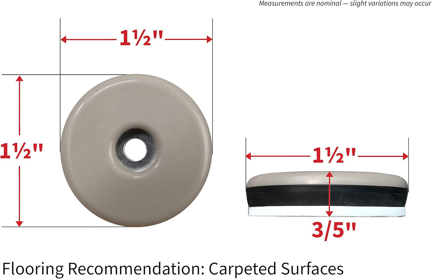 Shepherd Hardware 9455 Slideglide 1 1/2" Furniture Sliders for Easy Moving of Heavy Furniture