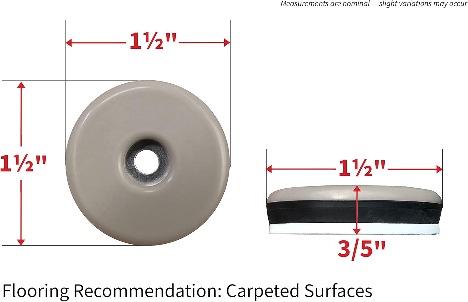 Shepherd Hardware 9455 Slideglide 1 1/2" Furniture Sliders for Easy Moving of Heavy Furniture