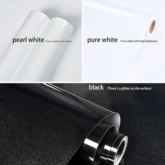 Shiny White Peel and Stick Wallpaper 15.8" X 393" Waterproof Contact Paper for Cabinet Furniture Kitchen