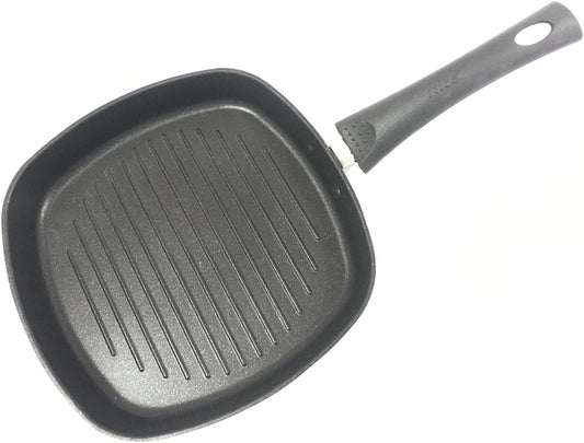 SHRIYA Pre-Seasoned Nonstick Aluminum Deep Square Grill Pan for Stove Tops - Ideal for Grilling Veggies, Fish, and Meats - Includes Easy-Grip Handles