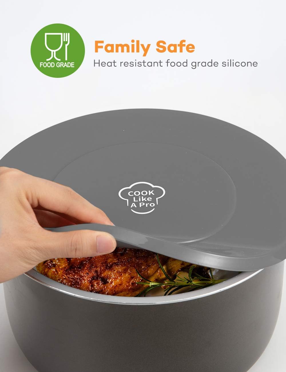 SiCheer Grey Silicone Lid Inner Pot Cover for Ninja Foodi 6.5 & 8 Quart - Pressure Cooker & Air Fryer Accessories