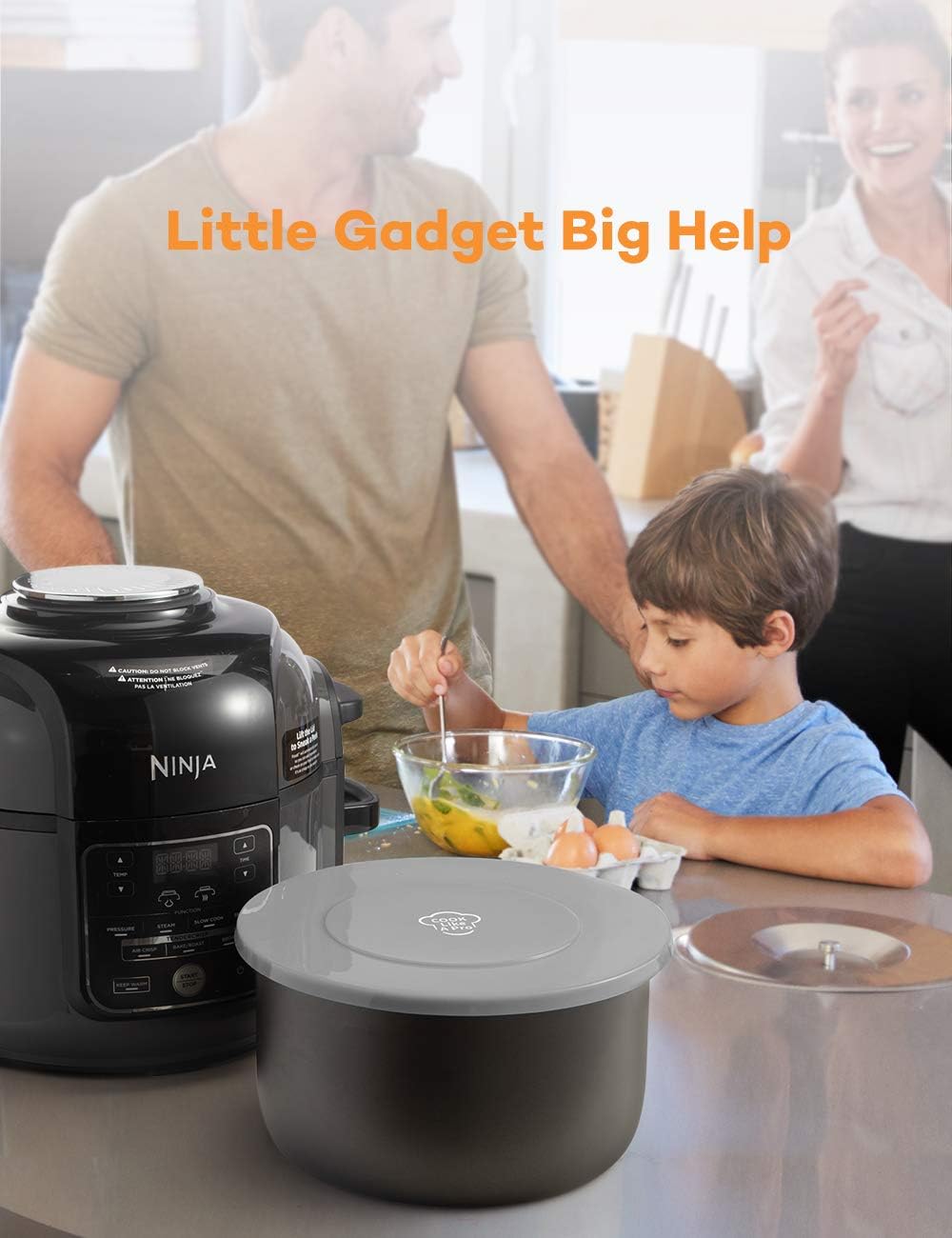 SiCheer Grey Silicone Lid Inner Pot Cover for Ninja Foodi 6.5 & 8 Quart - Pressure Cooker & Air Fryer Accessories