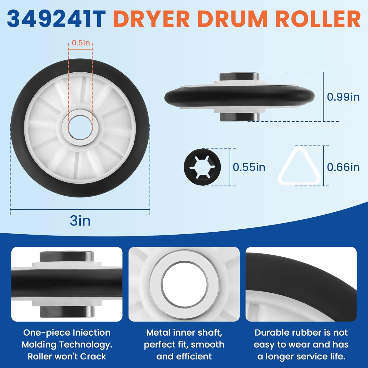 Sikawai Dryer Repair Kit for Whirlpool Kenmore Maytag Amana - Fits 2025 Models - Includes Roller, Idler Pulley, Belt - Maintenance Parts