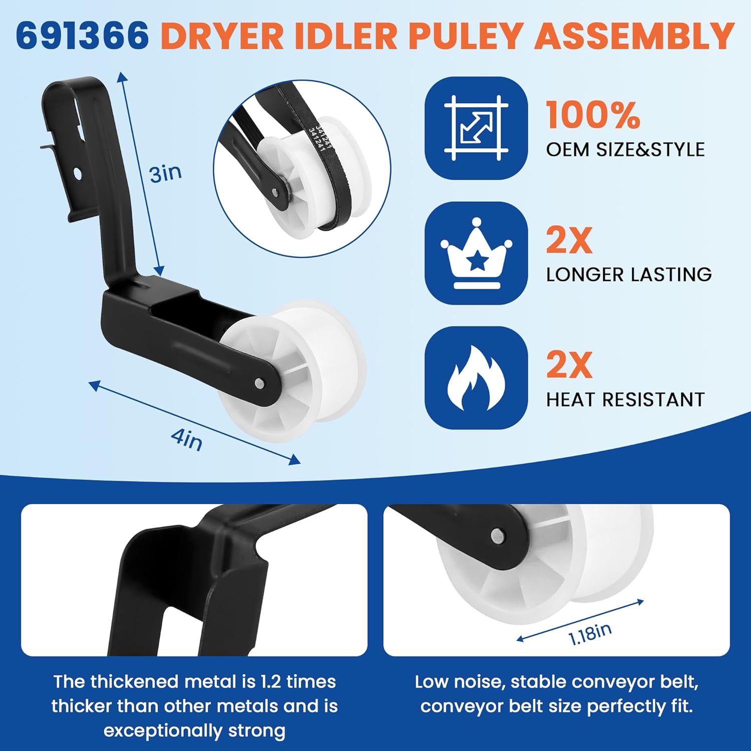 Sikawai Dryer Repair Kit for Whirlpool Kenmore Maytag Amana - Fits 2025 Models - Includes Roller, Idler Pulley, Belt - Maintenance Parts
