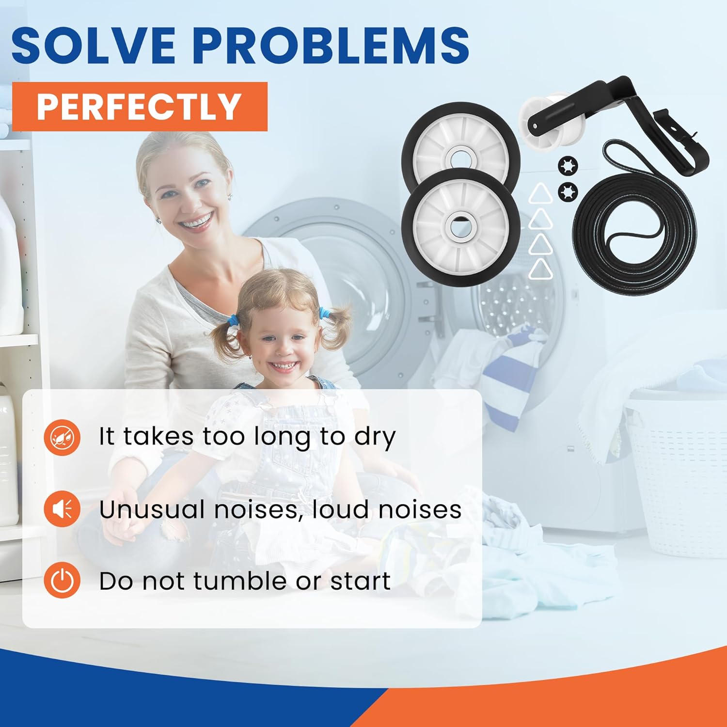 Sikawai Dryer Repair Kit for Whirlpool Kenmore Maytag Amana - Fits 2025 Models - Includes Roller, Idler Pulley, Belt - Maintenance Parts