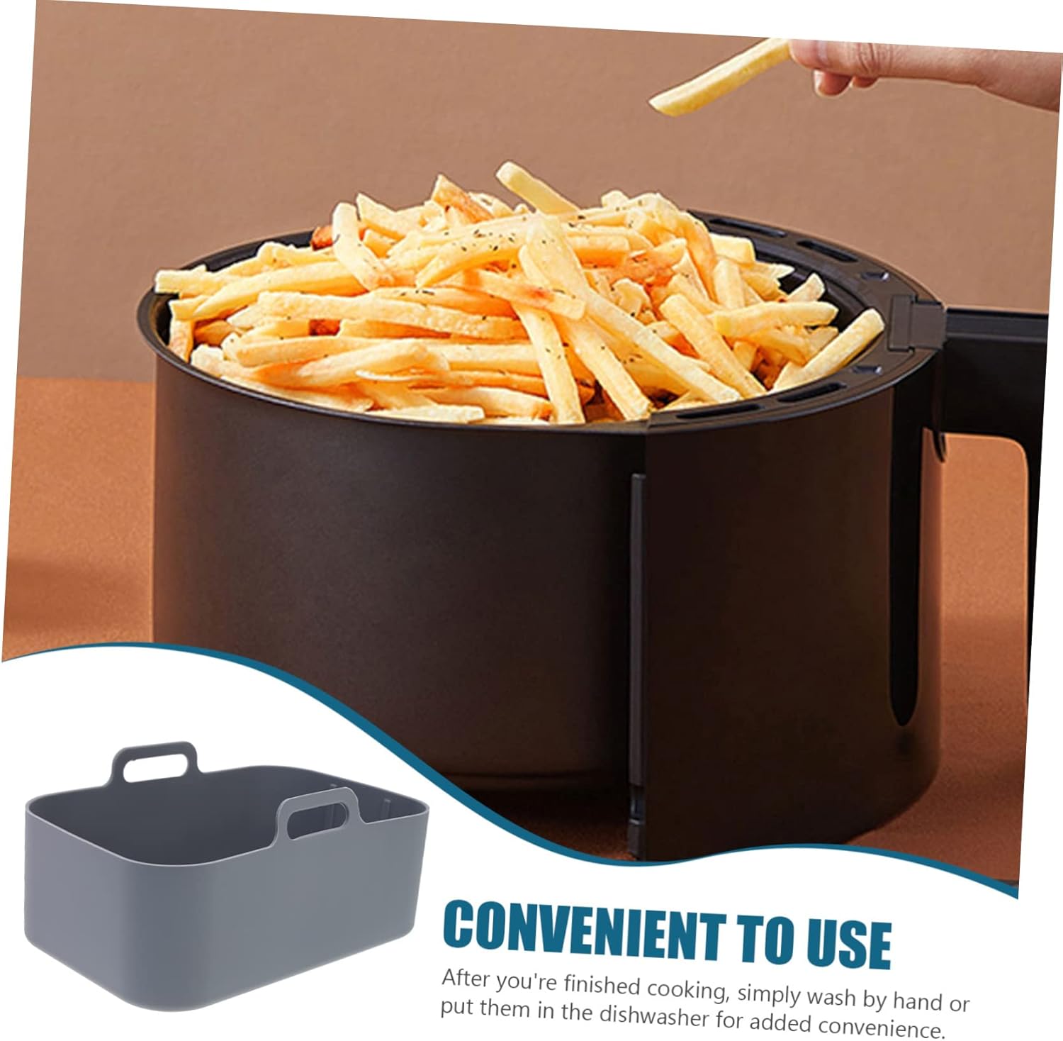 Silicone Air Fryer Accessories Set with Round Cake Pans, Baking Tray, and Cookbook - Grey Cabilock Airfryer Pot Kit