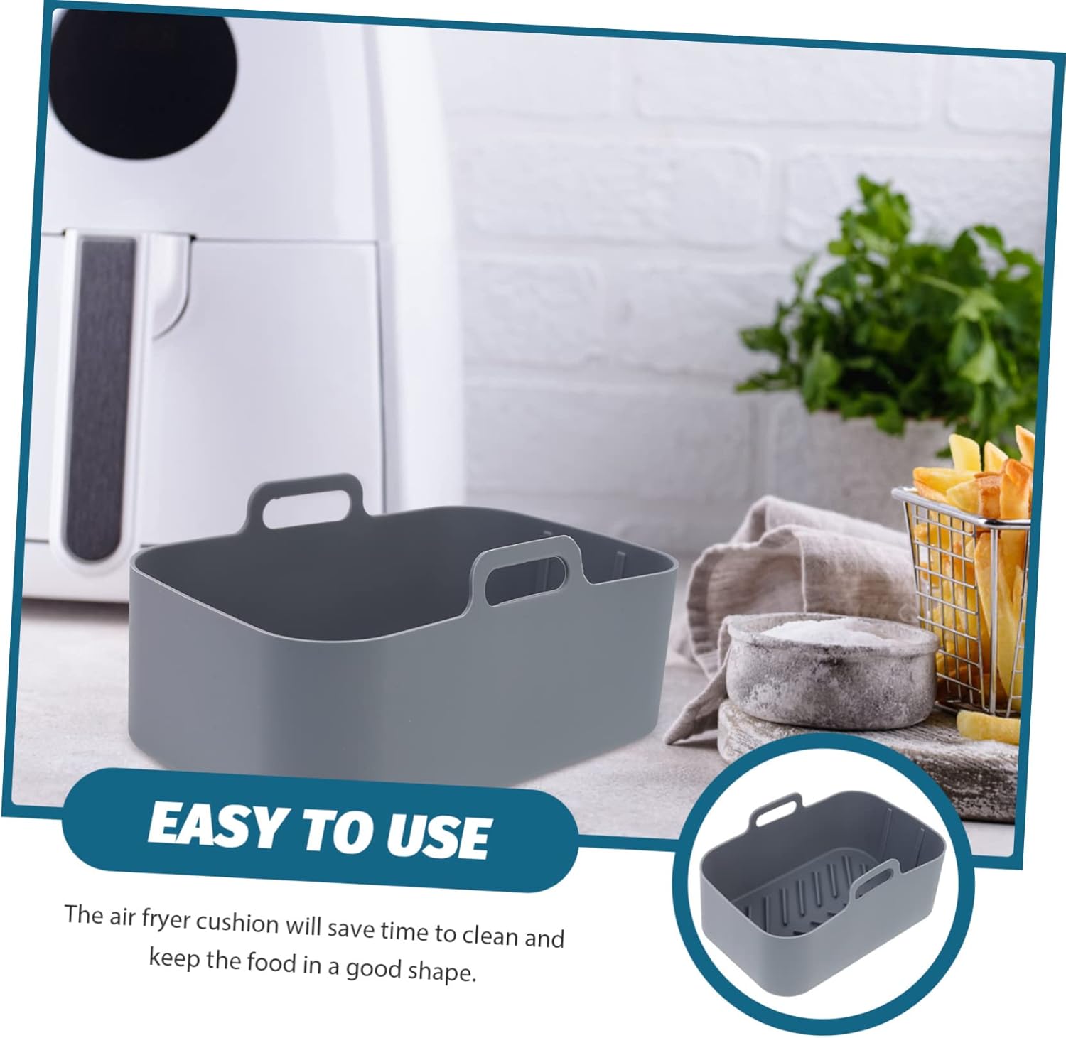 Silicone Air Fryer Accessories Set with Round Cake Pans, Baking Tray, and Cookbook - Grey Cabilock Airfryer Pot Kit