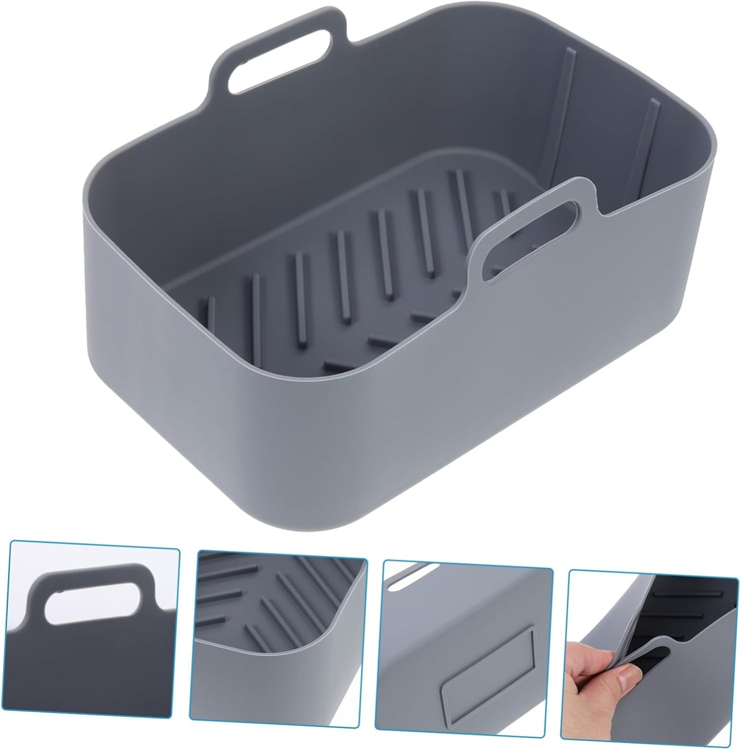 Silicone Air Fryer Accessories Set with Round Cake Pans, Baking Tray, and Cookbook - Grey Cabilock Airfryer Pot Kit