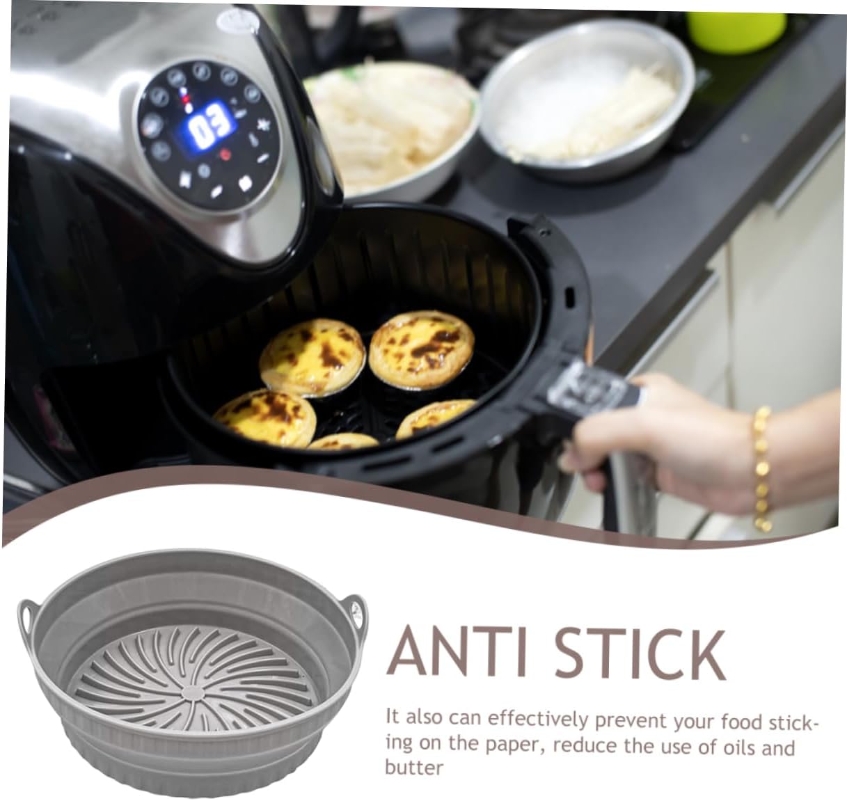Silicone Air Fryer Basket Mat - Reusable Tray Liner for Easy Cleaning - Air Fryer Accessory