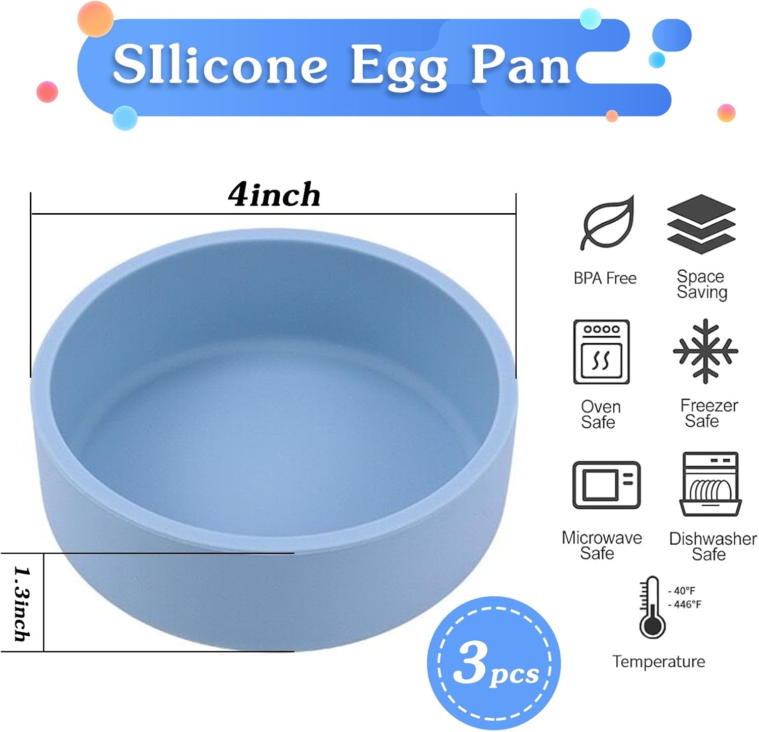 Silicone Air Fryer Egg Mold Set - 3 Pack, Individual Egg Bite Maker, Reusable & BPA Free - Microwave & Dishwasher Safe - ZHYEEDAA Accessories