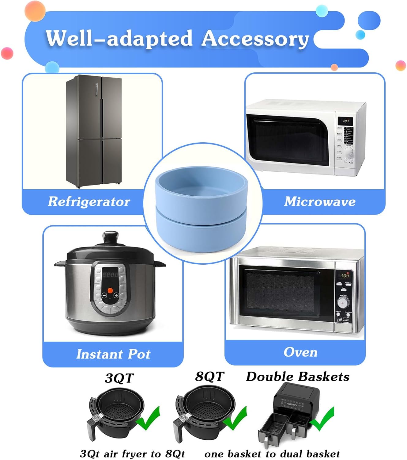 Silicone Air Fryer Egg Mold Set - 3 Pack, Individual Egg Bite Maker, Reusable & BPA Free - Microwave & Dishwasher Safe - ZHYEEDAA Accessories