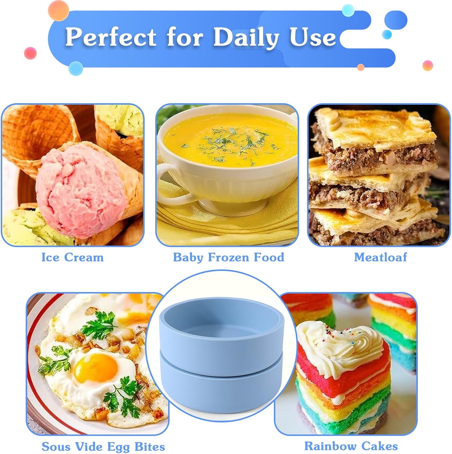 Silicone Air Fryer Egg Mold Set - 3 Pack, Individual Egg Bite Maker, Reusable & BPA Free - Microwave & Dishwasher Safe - ZHYEEDAA Accessories