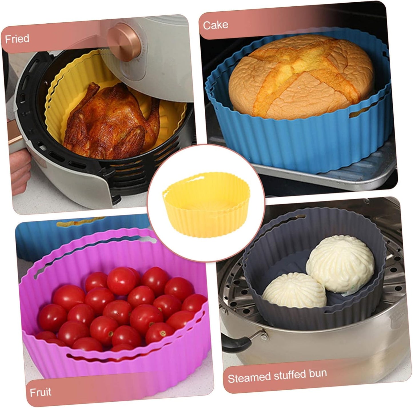 Silicone Air Fryer Liner Mat - Reusable Cooking Mat for Air Fryer and Toaster Oven - Silicone Pot for Baking and Frying - Kitchen Accessory
