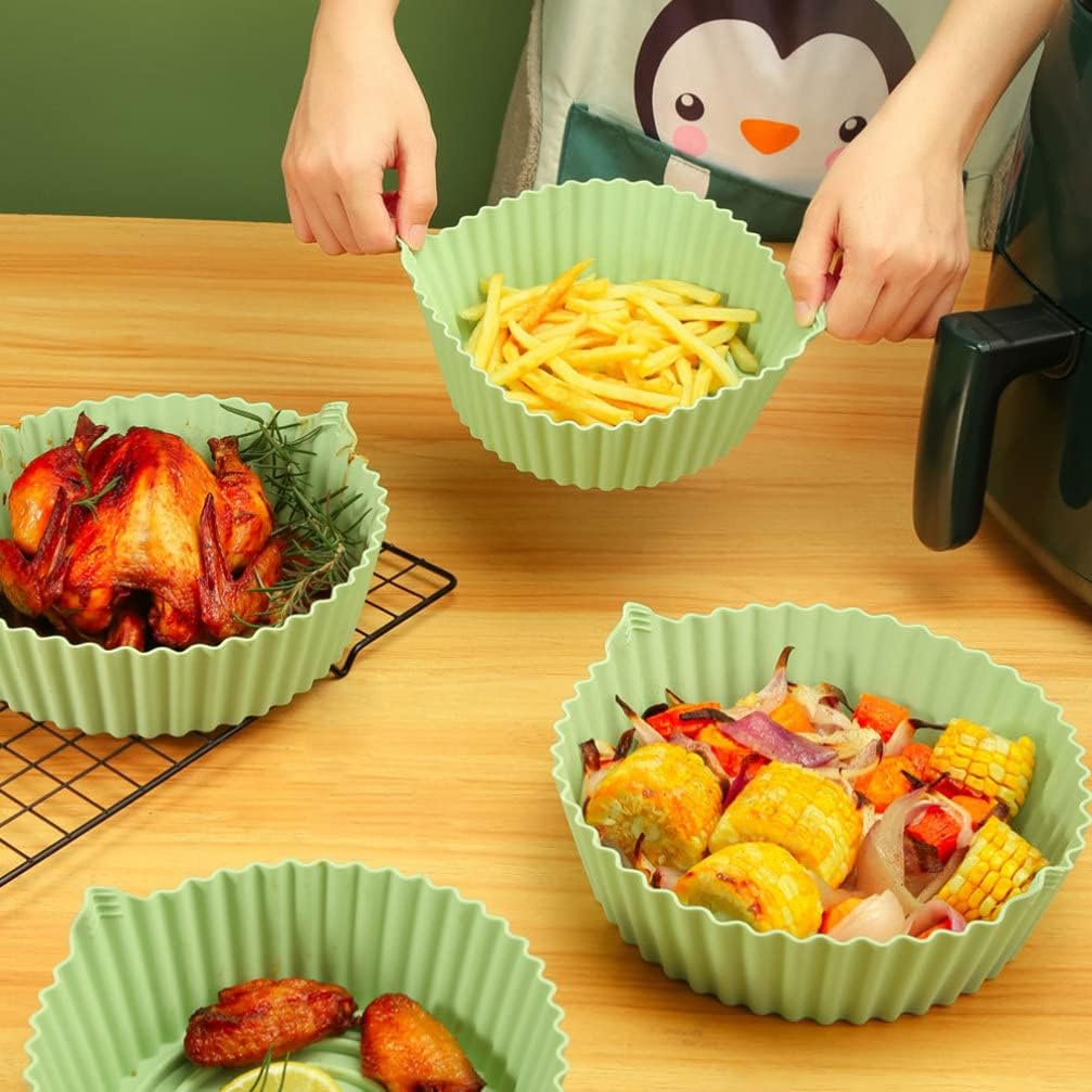 Silicone Air Fryer Liner Set - Non-Stick Oven Bottom Mats for Air Fryer Pot
