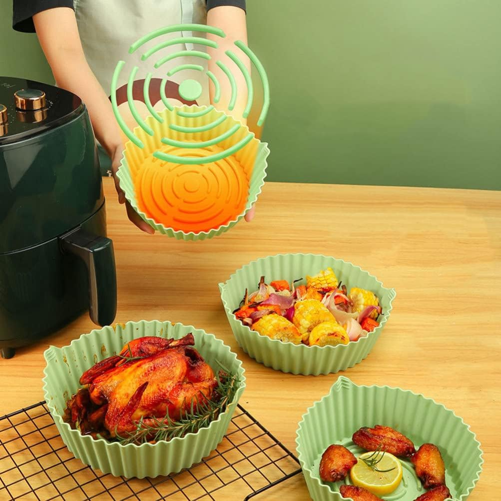 Silicone Air Fryer Liner Set - Non-Stick Oven Bottom Mats for Air Fryer Pot